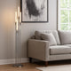 59 Inch Floor Lamp, 4 LED Lights, Metal Round Base, Glossy Nickel Finish By Casagear Home