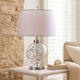 Cue 25 Inch Table Lamp, Empire Fabric Shade, Accent Nickel Round Base By Casagear Home