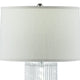 Jin 28 Inch Table Lamp, Gray Drum Fabric Shade, Modern Round Base, Silver By Casagear Home