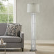 Jin 57 Inch Floor Lamp, Gray Drum Fabric Shade, Modern Round Silver Base By Casagear Home