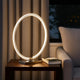 Sine 21 Inch Table Lamp, Modern Circle Ring LED, Sleek Silver Metal Base By Casagear Home