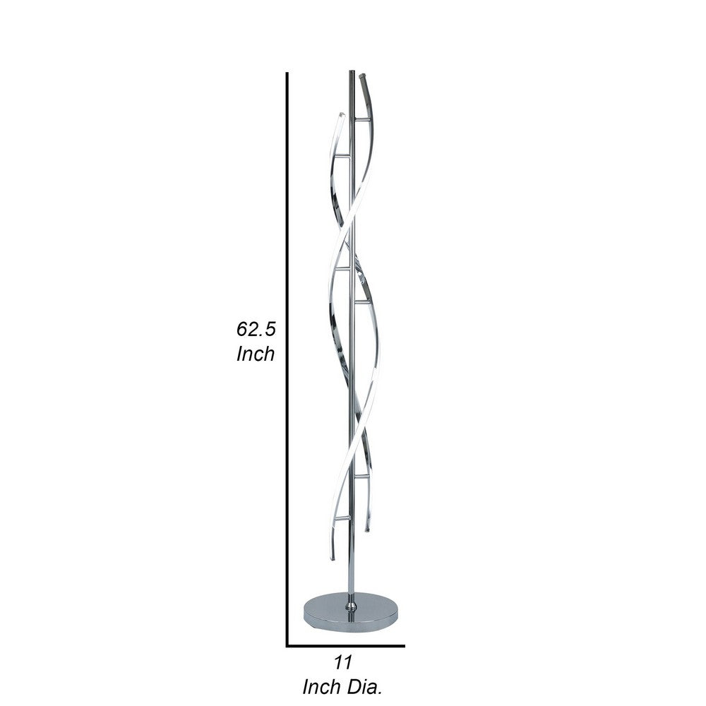 Jam 63 Inch Floor Lamp, LED, Metal Round Base, Accent Silver Metal Base By Casagear Home