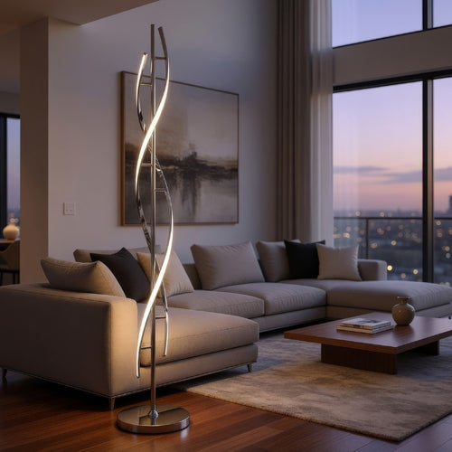Jam 63 Inch Floor Lamp, LED, Metal Round Base, Accent Silver Metal Base By Casagear Home