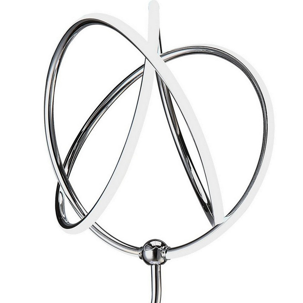 Salt 33 Inch Table Lamp, Accent Twisted Design, LED Light, Chrome Metal  By Casagear Home