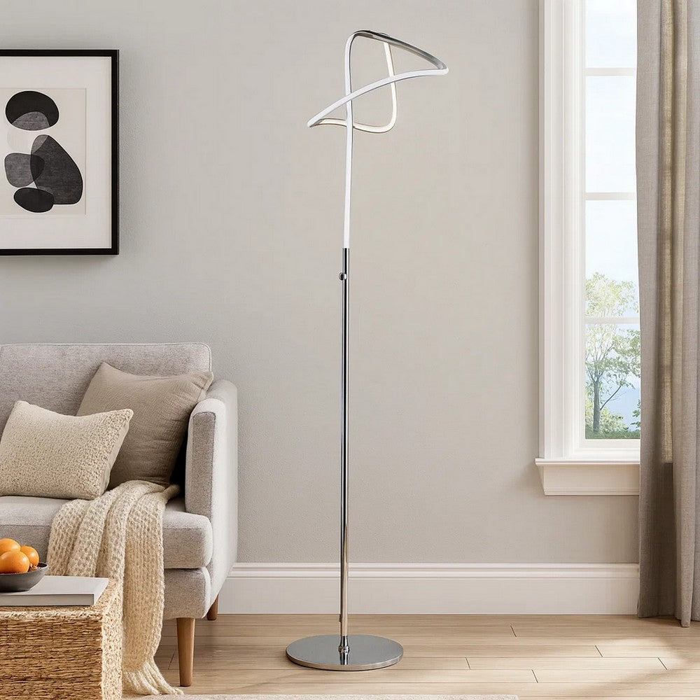 Sea 61 Inch Floor Lamp, Accent Twisted LED, Modern Style, Chrome Base By Casagear Home
