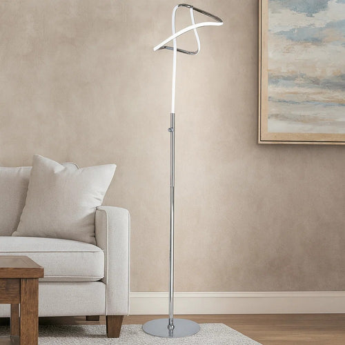 Sea 61 Inch Floor Lamp, Accent Twisted LED, Modern Style, Chrome Base By Casagear Home
