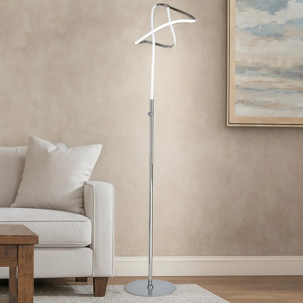 Sea 61 Inch Floor Lamp, Accent Twisted LED, Modern Style, Chrome Base By Casagear Home