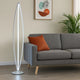 60 Inch Floor Lamp, Modern Accent Round Base, Sturdy Metal Body, White By Casagear Home