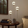 32 Inch Table Lamp, Accent LED Light, Globe Glass Shade, Round Base, Nickel By Casagear Home