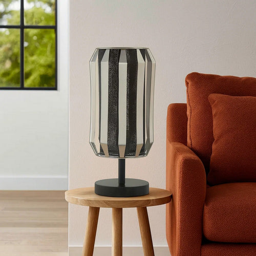 Pin 14 Inch Table Lamp, Accent Cylinder Metal Shade, Round Base, Black By Casagear Home