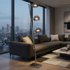 60 Inch Floor Lamp, 3 Dome Glass Shades, Accent Square Metal Base, Nickel By Casagear Home