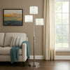 Indi 60 Inch Floor Lamp, 3 Drum Fabric Shade, Round Metal Base, Silver By Casagear Home