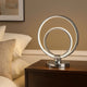 14 Inch Table Lamp, Modern Ring LED Light, Round Metal Base, Silver By Casagear Home