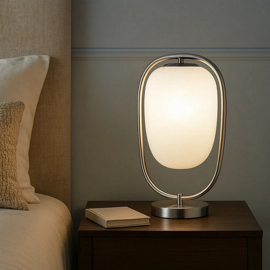 Raze 17 Inch Table Lamp, LED Light, Modern Globe Shade, Metal Body, Silver By Casagear Home