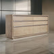 Rux 72 Inch Dresser, 6 Drawers, Metal Bar Handles, Light Brown Wood
