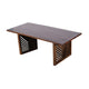 Rise 76 Inch Dining Table Rectangular Top Patterned Base Brown Wood BM309076