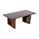 Rise 76 Inch Dining Table, Rectangular Top, Patterned Base, Brown Wood
