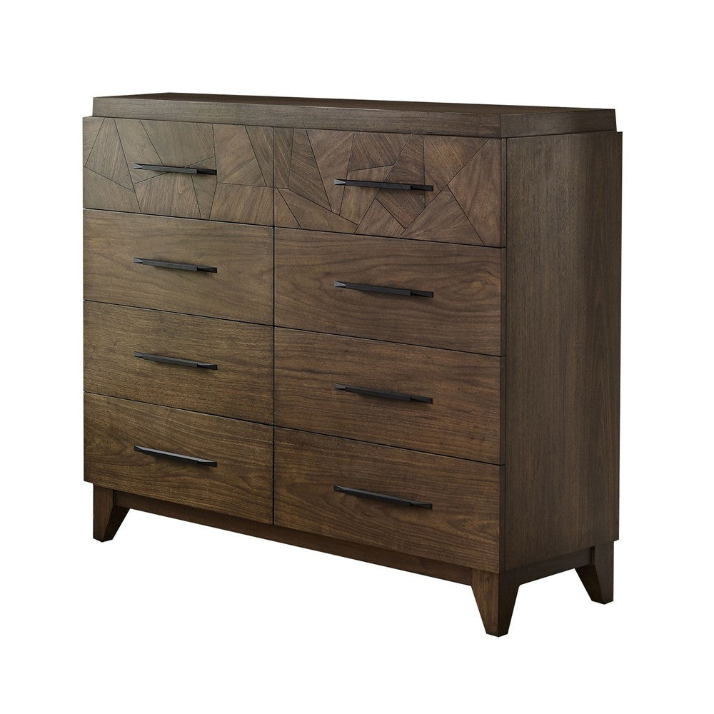Dee 55 Inch Dresser 8 Drawers Modern Wood Grain Design Dark Brown Wood BM309082