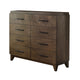 Dee 55 Inch Dresser 8 Drawers Modern Wood Grain Design Dark Brown Wood BM309082