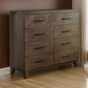 Dee 55 Inch Dresser, 8 Drawers, Modern Wood Grain Design, Dark Brown Wood