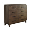 Dee 55 Inch Dresser, 8 Drawers, Modern Wood Grain Design, Dark Brown Wood