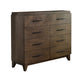Dee 55 Inch Dresser, 8 Drawers, Modern Wood Grain Design, Dark Brown Wood