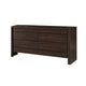 Oxo 64 Inch Dresser 6 Drawers Carved Handles Chocolate Brown Wood BM309091