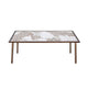 Zame 79 Inch Dining Table Rectangular White Stone Top Steel Legs Bronze BM309092