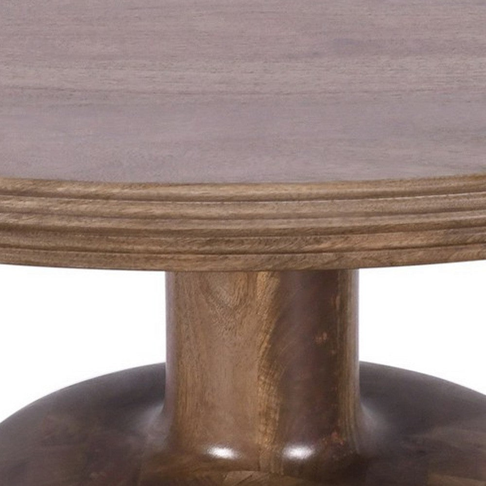 Rise 48 Inch Dining Table Round Top Pedestal Base Rich Brown Wood BM309095