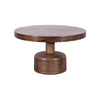 Rise 30 Inch Coffee Table Round Top and Pedestal Base Natural Brown Wood BM309097