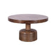 Rise 30 Inch Coffee Table Round Top and Pedestal Base Natural Brown Wood BM309097