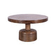 Rise 30 Inch Coffee Table, Round Top and Pedestal Base, Natural Brown Wood