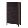 Nevi 56 Inch Tall Dresser Chest 5 Drawers Chrome Bar Handles Brown Wood BM309100