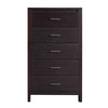 Nevi 56 Inch Tall Dresser Chest, 5 Drawers, Chrome Bar Handles, Brown Wood