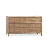 Dory 66 Inch Dresser, 6 Drawers, Bar Handles, Wire Brushed Brown Wood
