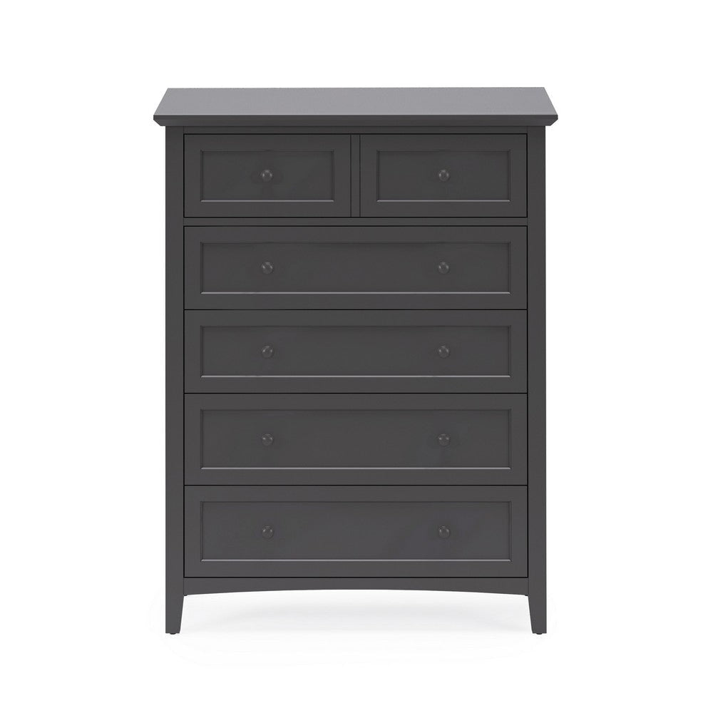 Fritz 54 Inch Tall Dresser Chest 5 Drawers Stepped Handles Gray Wood BM309106