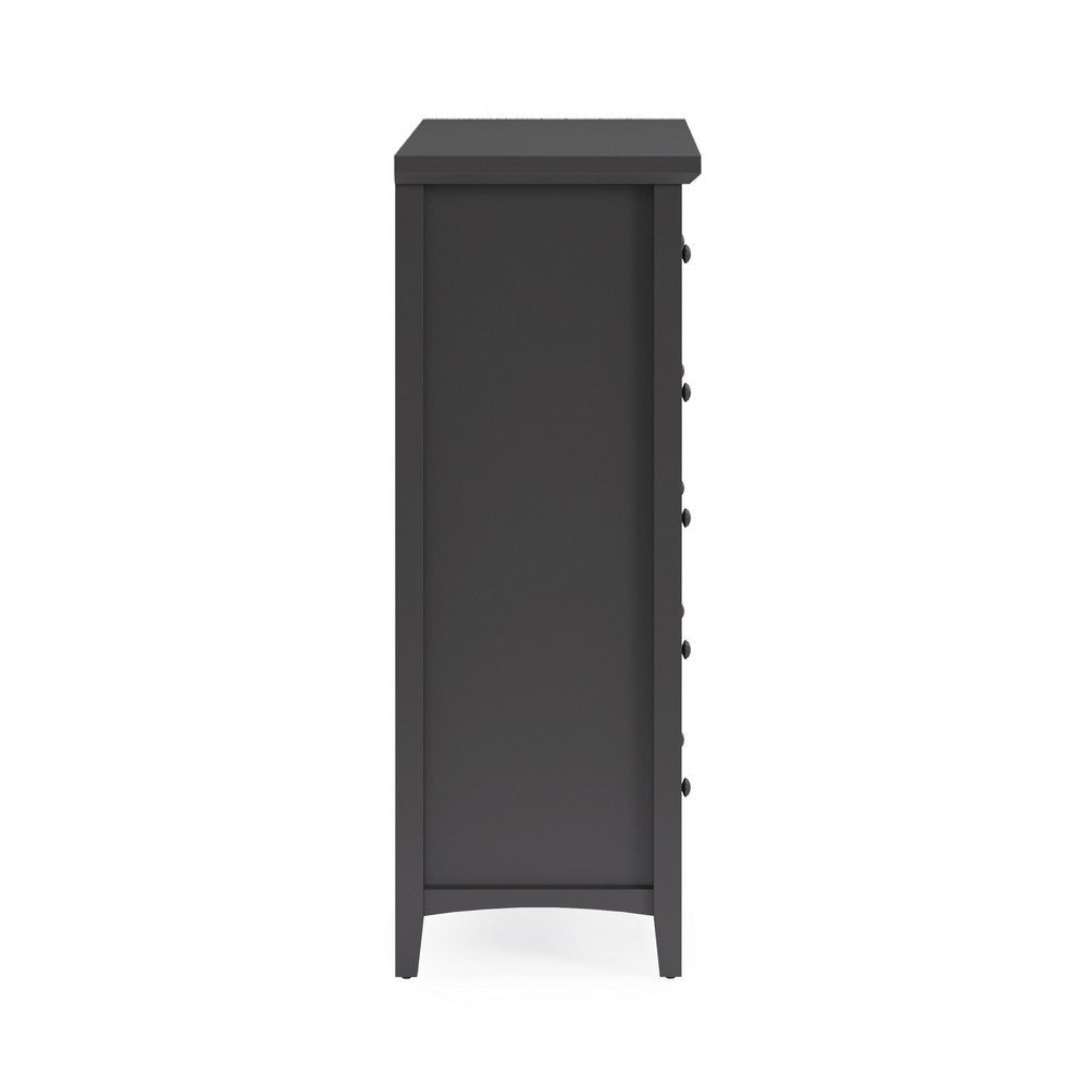 Fritz 54 Inch Tall Dresser Chest 5 Drawers Stepped Handles Gray Wood BM309106