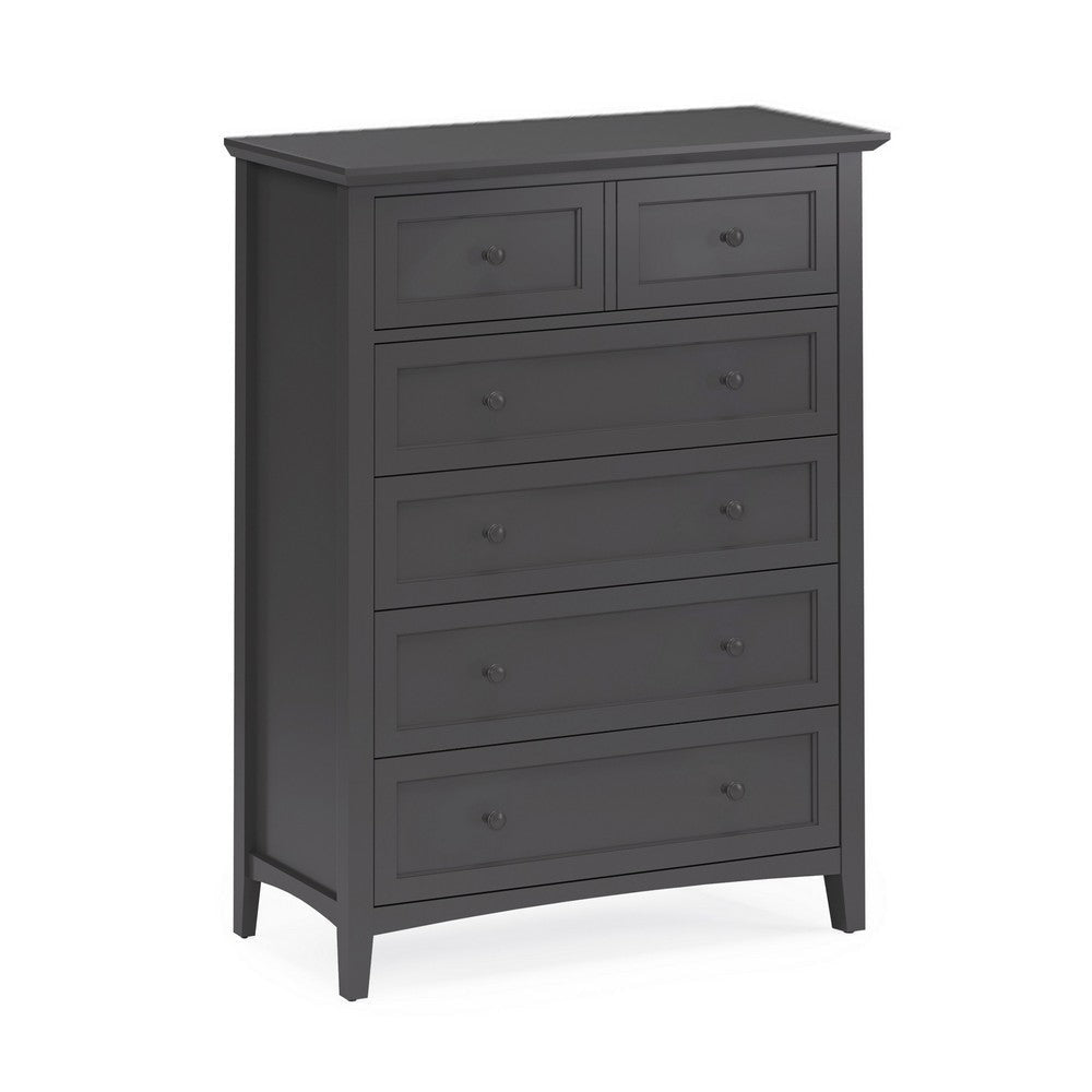 Fritz 54 Inch Tall Dresser Chest, 5 Drawers, Stepped Handles, Gray Wood