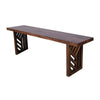 Rise 58 Inch Dining Bench Geometric Base Wood Grain Design Brown Wood BM309107