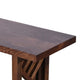 Rise 58 Inch Dining Bench Geometric Base Wood Grain Design Brown Wood BM309107