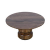 Rise 36 Inch Coffee Table Round Top and Stacked Pedestal Base Brown Wood BM309108