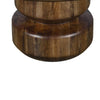 Rise 36 Inch Coffee Table, Round Top and Stacked Pedestal Base, Brown Wood