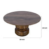 Rise 36 Inch Coffee Table, Round Top and Stacked Pedestal Base, Brown Wood