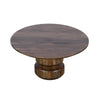 Rise 36 Inch Coffee Table, Round Top and Stacked Pedestal Base, Brown Wood