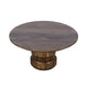 Rise 36 Inch Coffee Table, Round Top and Stacked Pedestal Base, Brown Wood