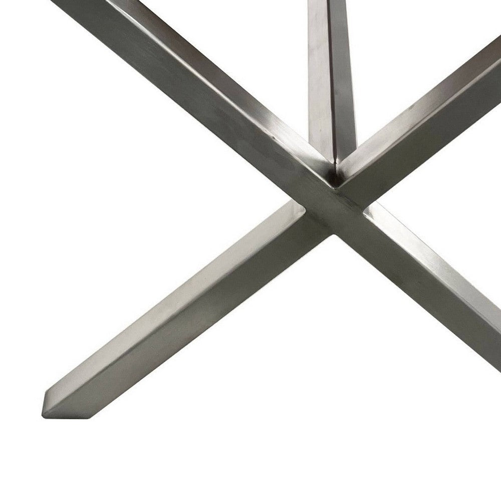 Rux 62 Inch Dining Bench Faux Leather Seat Steel Legs Director Style BM309109