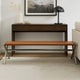 Rux 62 Inch Dining Bench, Faux Leather Seat, Steel Legs, Director Style