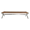 Rux 62 Inch Dining Bench, Faux Leather Seat, Steel Legs, Director Style