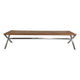 Rux 62 Inch Dining Bench, Faux Leather Seat, Steel Legs, Director Style