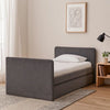 Cave Daybed, Gray Velvet Upholstery, Modern Design, Caster Mounted Trundle